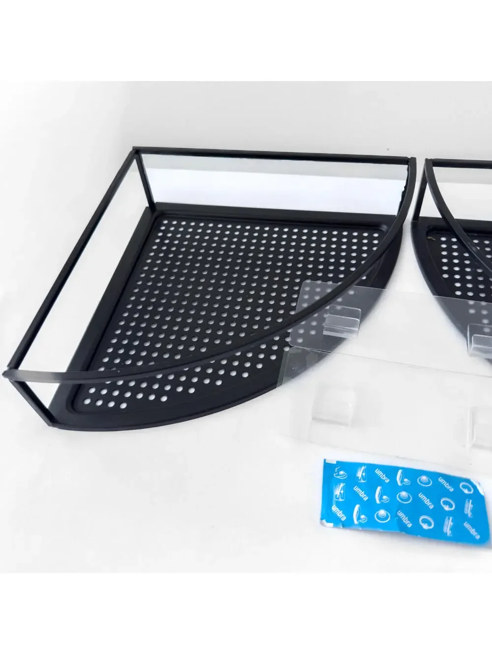 Umbra Cubiko Shower Corner Shelf - Black Metal Floating‎ Shelves - Set of 2